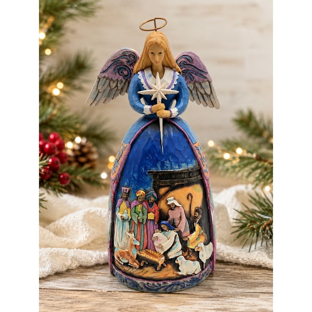 Jim Shore Heartwood Creek Nativity Angel Figurine Holding Star Christmas Decor